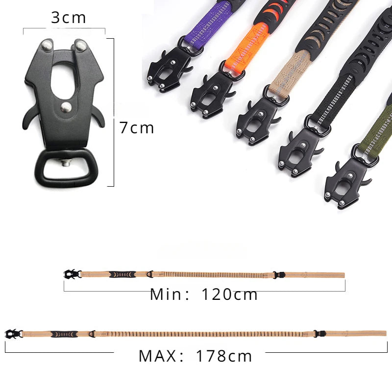 Heavy Duty Tactical Bungee Dog Leash with Quick Release Carabiner